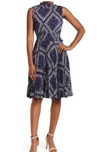 Nanette Lepore Women's Blue Bandana Print Midi Dress Size 8 Sleeveless
